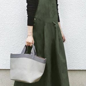 Popular Solid Color Leisure Long Suspender Skirt