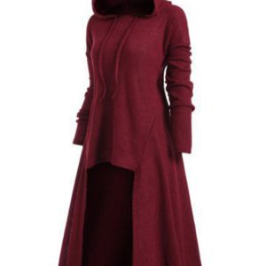 Hooded Casual Loose Elastic Solid Coat Dress