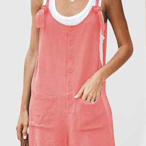 Ladies Daisy Cotton Linen Bib Shorts