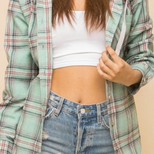 Women's Hoodie Button-Down Casual Shirt Jacket