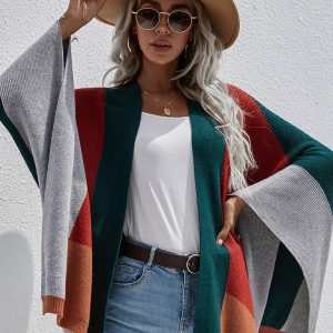 Women'S Plaid Oversized Loose Knit Cardigan