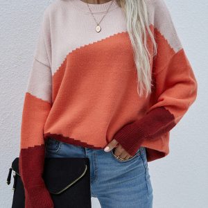 Women's High Elasticity Block Pattern Sweater