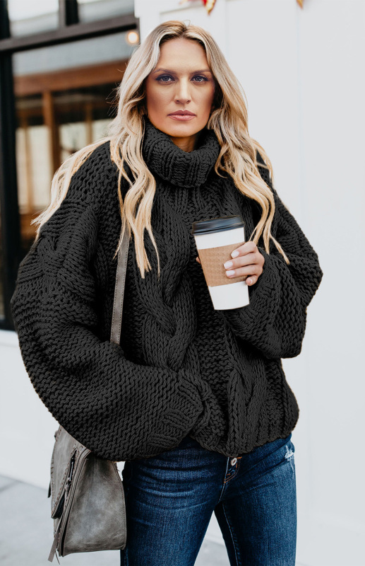 Women's Thick Knit Turtleneck Pullover Sweater - Image 8