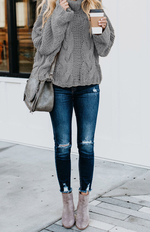 Women's Thick Knit Turtleneck Pullover Sweater - Image 11