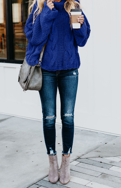 Women's Thick Knit Turtleneck Pullover Sweater - Image 15