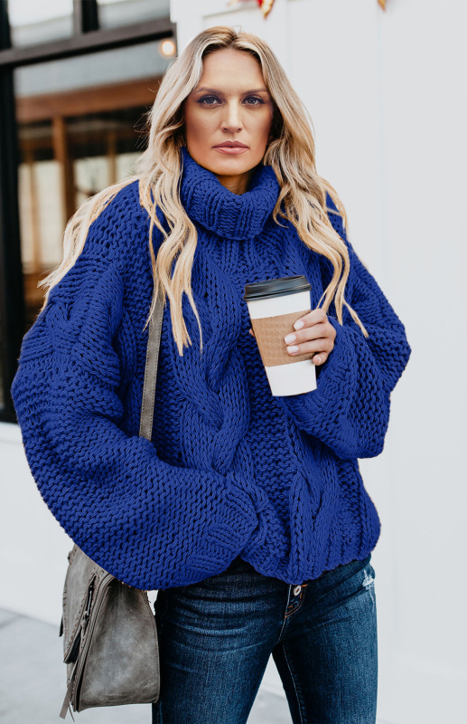 Women's Thick Knit Turtleneck Pullover Sweater - Image 3