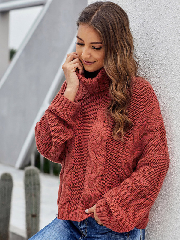 Women's Thick Knit Turtleneck Pullover Sweater - Image 22