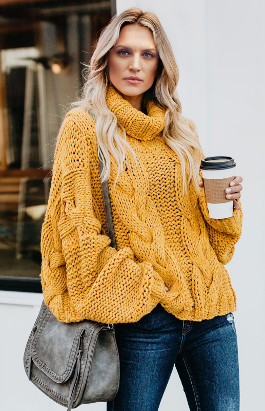 Women's Thick Knit Turtleneck Pullover Sweater - Image 19