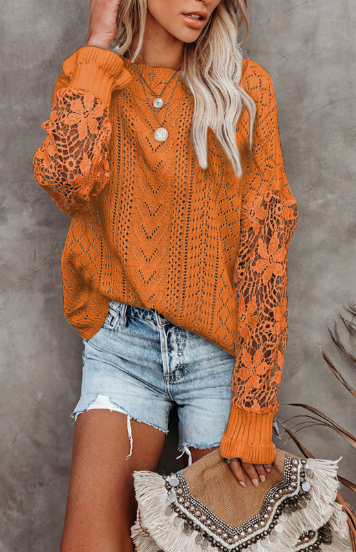 Women's Long Sleeve Cutout Petal Sleeve Sweater - Image 7