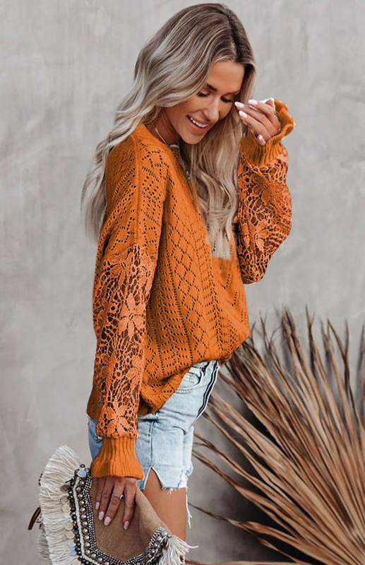 Women's Long Sleeve Cutout Petal Sleeve Sweater - Image 8