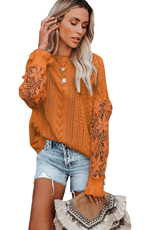 Women's Long Sleeve Cutout Petal Sleeve Sweater - Image 9