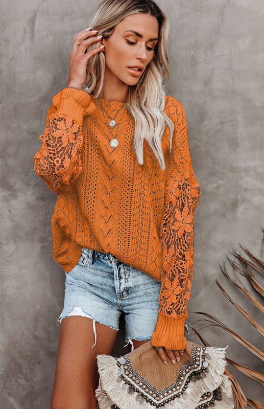 Women's Long Sleeve Cutout Petal Sleeve Sweater - Image 6