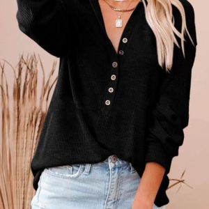 **Women's Fashion Casual Button-Up Blouse**