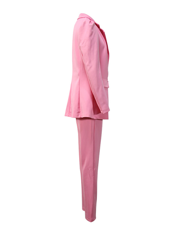 Women's Lapel Collar Blazer and Pants Set - Image 2