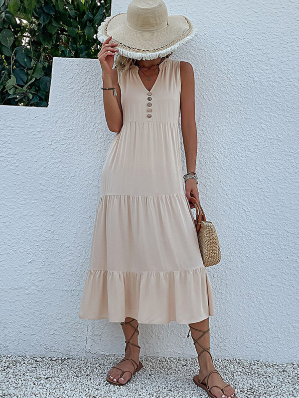 Tank Top Sleeveless Loose Casual Solid Color Dress - Image 2
