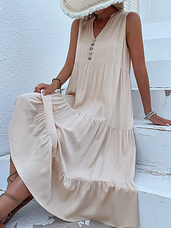 Tank Top Sleeveless Loose Casual Solid Color Dress - Image 3
