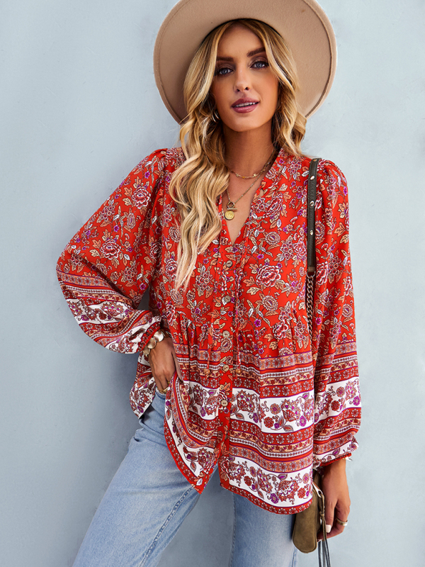 Women's Bohemian temperament commuter long sleeved top - Image 21