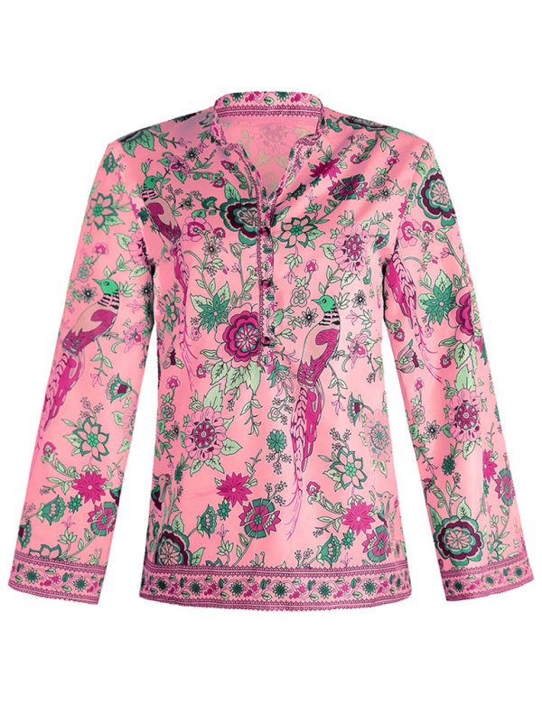 Women's Printed Loose Shirt Button Long Sleeve Shirt - Image 2