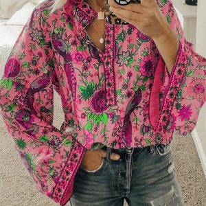 Women's Printed Loose Shirt Button Long Sleeve Shirt