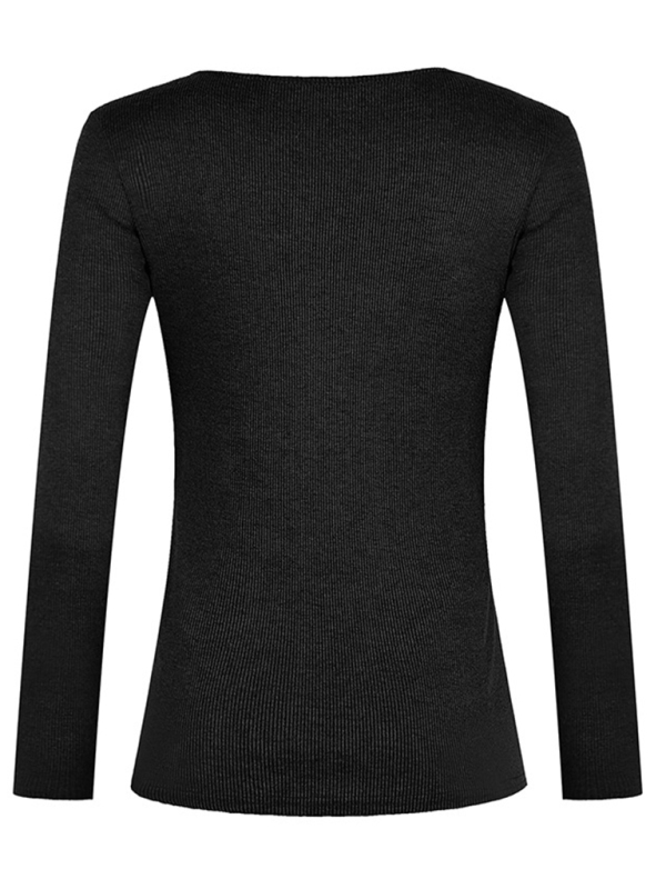 Women's Solid Color Long Sleeve Button Knit Top - Image 10