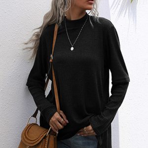 Turtleneck Top Solid Color Long Sleeve Loose Bottoming Knit Sweater