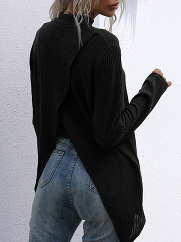Turtleneck Top Solid Color Long Sleeve Loose Bottoming Knit Sweater - Image 3