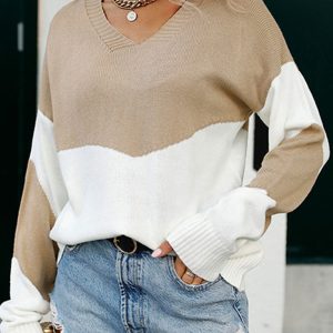 colorblock sweater european and american fashion autumn top