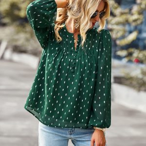 Chiffon Button-Up Long Sleeve Blouse