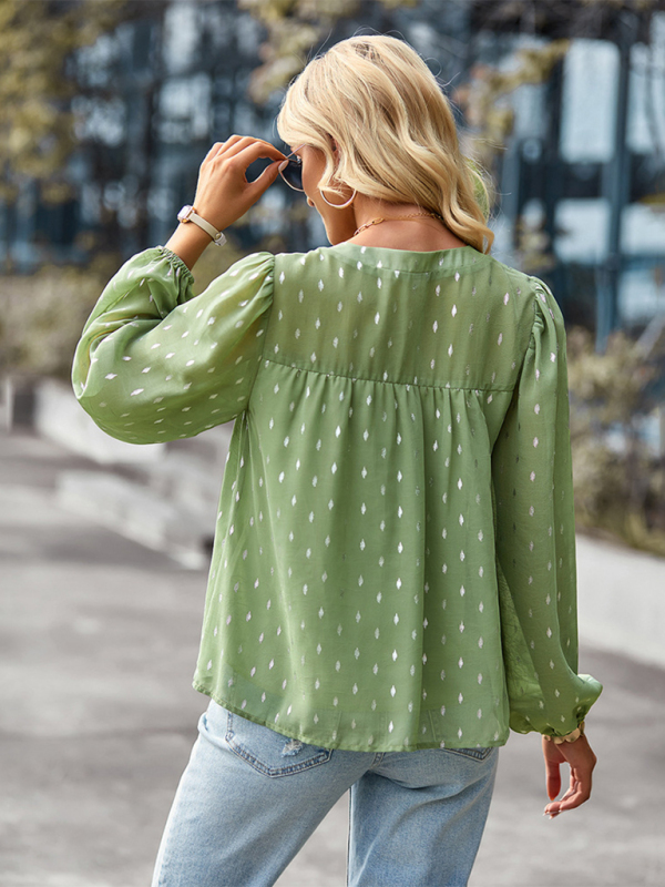Chiffon Button-Up Long Sleeve Blouse - Image 11
