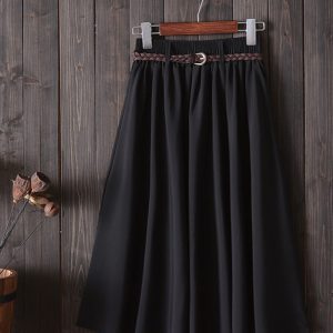 Women Casual Elastic Waist Knit Skirt