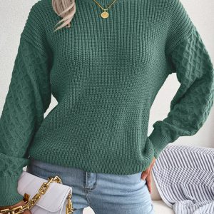 Women's leisure lantern long sleeve knitted sweater