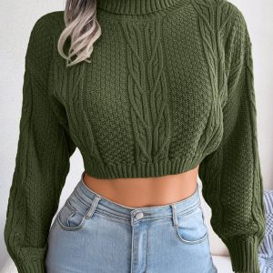Cozy Autumn-Winter Self Design Long Sleeve Sweater