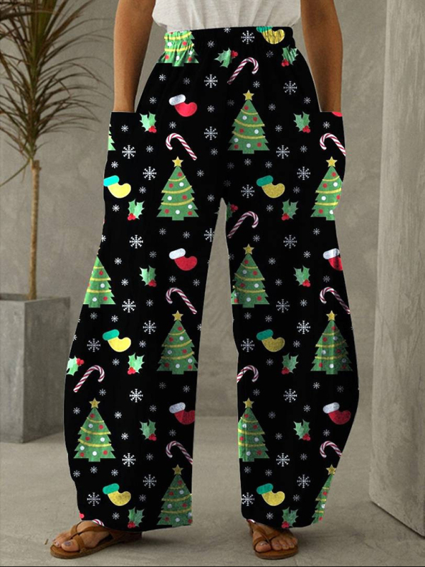 Christmas Gnome Print Wide Leg Pants - Image 2