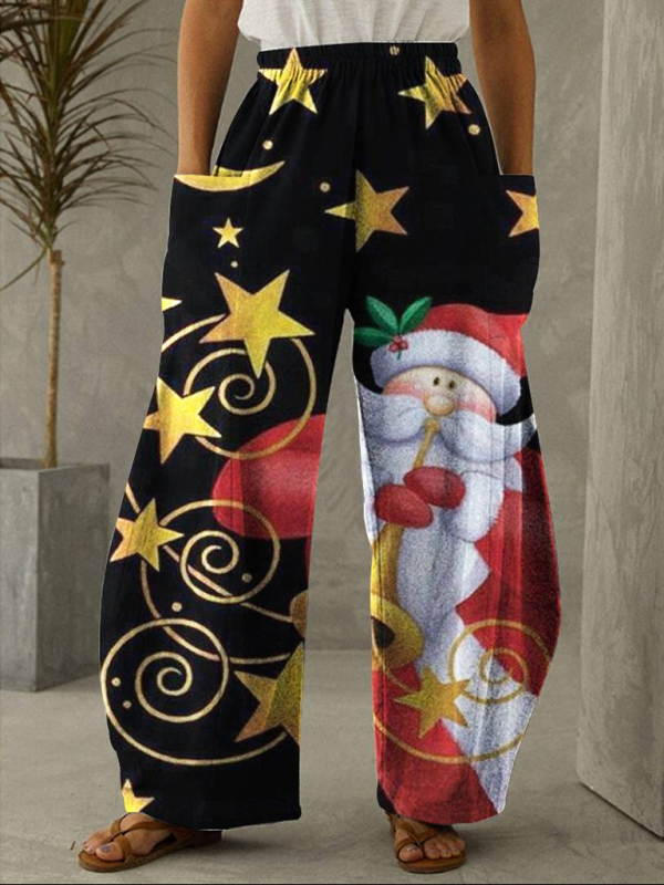 Christmas Gnome Print Wide Leg Pants - Image 3