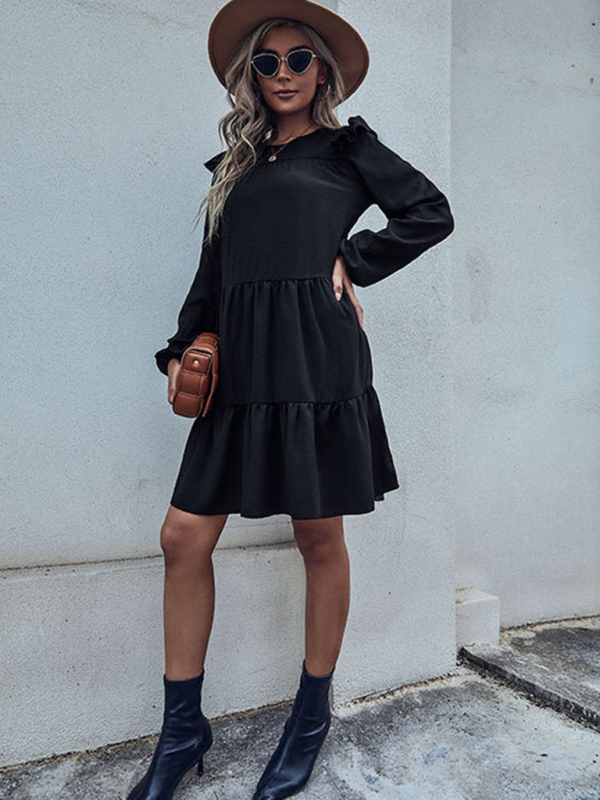 Women's Casual Ruffled Long Sleeve Dress - Image 2