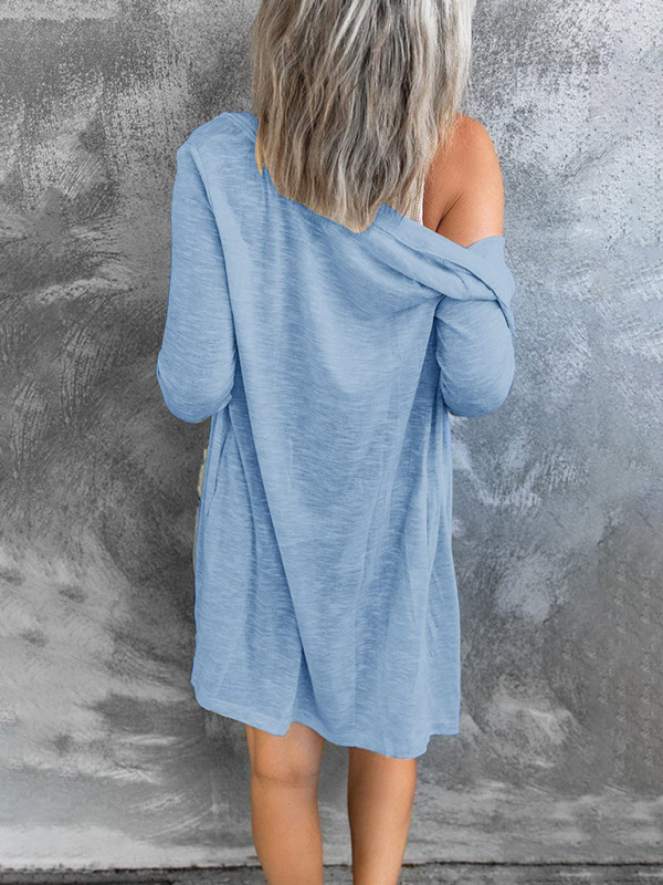 Women's long button solid color casual long-sleeved knitted cardigan for women - Image 10