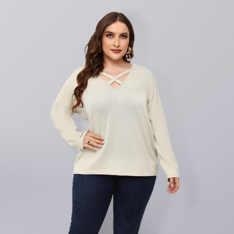 Women Plus Size Crisscross V-Neck Top - Image 8