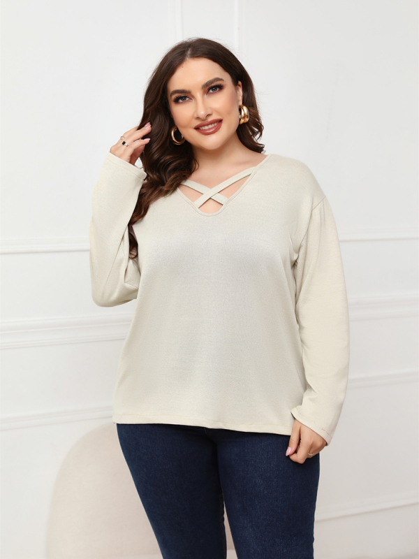 Women Plus Size Crisscross V-Neck Top - Image 7