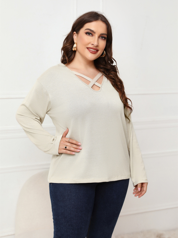 Women Plus Size Crisscross V-Neck Top - Image 9