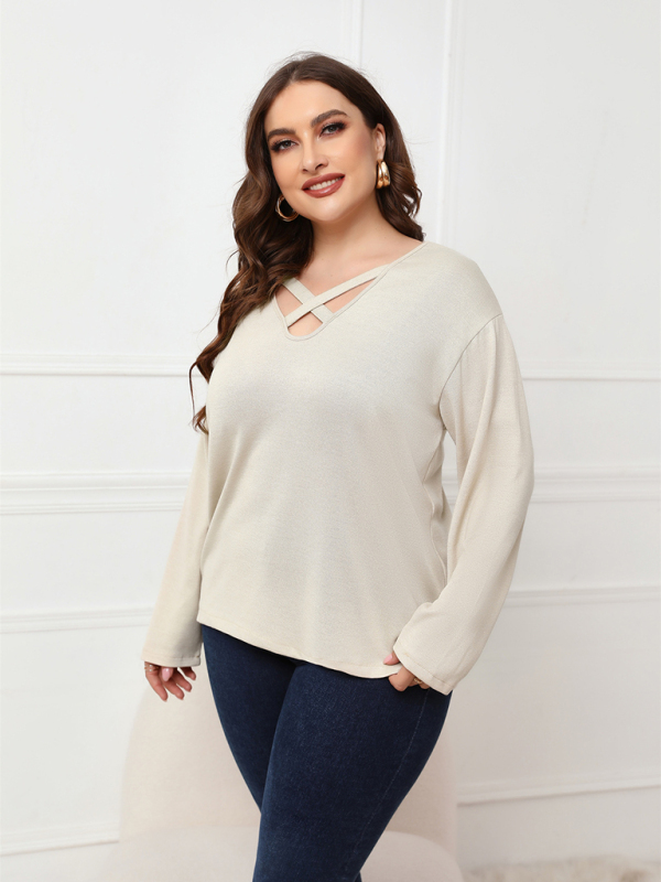 Women Plus Size Crisscross V-Neck Top - Image 6