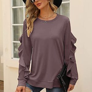 New casual round neck sweater pleated long-sleeved top