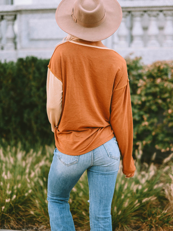 Women's loose stitching striped color block pullover sweater - Image 5