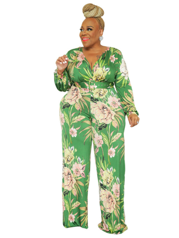 Large size fresh and sweet women's jumpsuit with belt - Image 15
