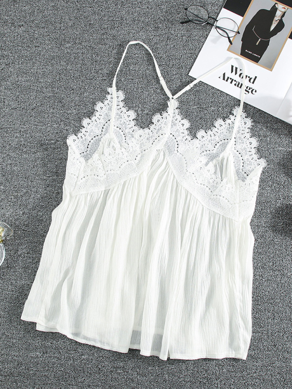 Women's woven cotton lace V-neck camisole top - Image 4