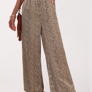 Women's Woven Fashion Casual Leopard Print Casual Wide-leg Pants
