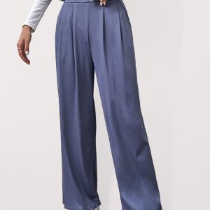Wide Leg High Waist Pleated Pants Women
