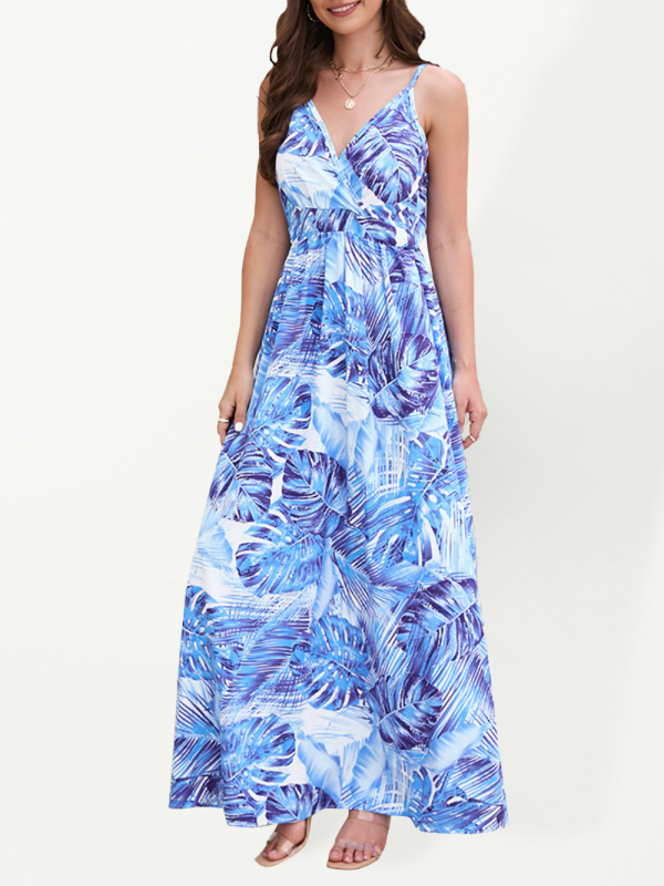 Bohemian Printed Long Dress Sexy V Neck Sling Dress - Image 3