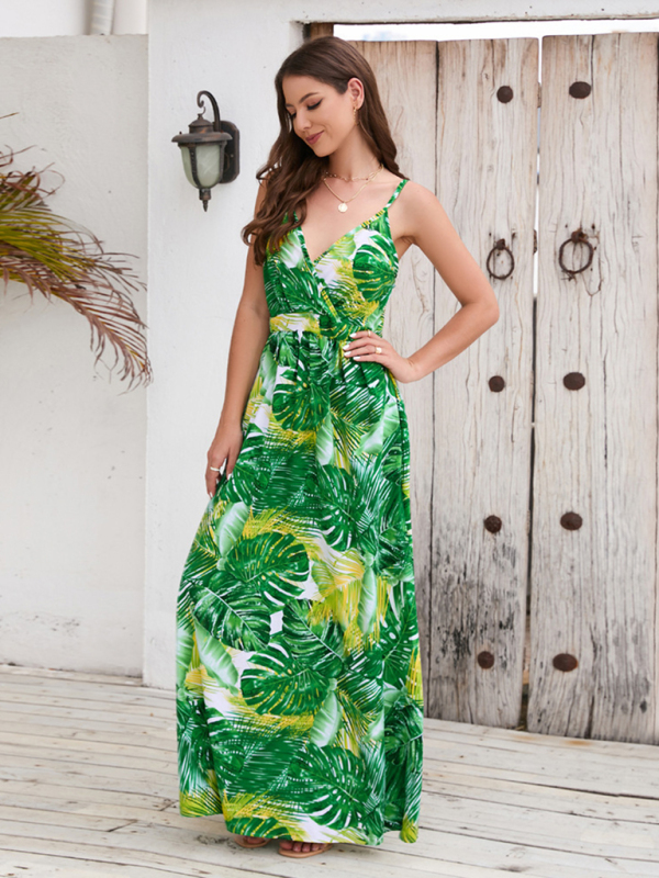 Bohemian Printed Long Dress Sexy V Neck Sling Dress - Image 10