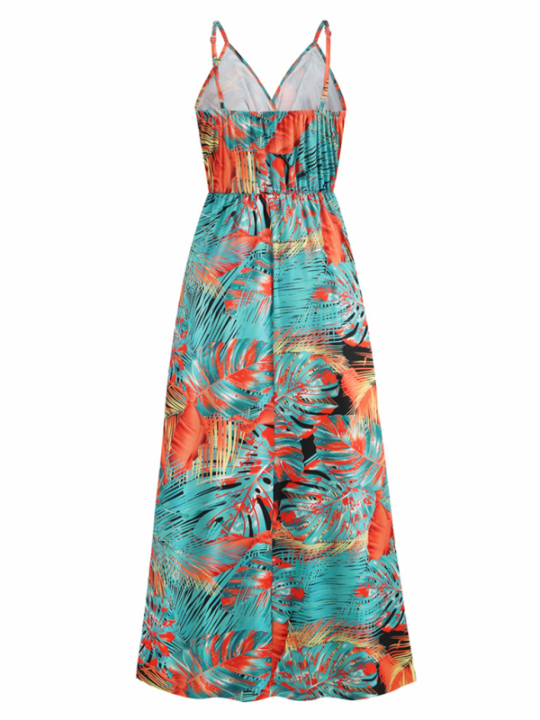 Bohemian Printed Long Dress Sexy V Neck Sling Dress - Image 7