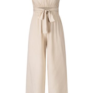 Sexy backless slim jumpsuit European and American straight trouser suit
